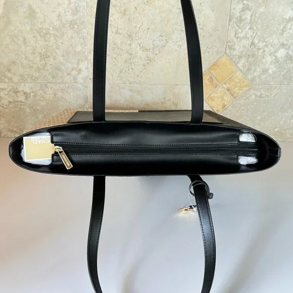 Michael Kors Jet Set Travel Medium Zip Top Shoulder Tote Bag MK Black Multi